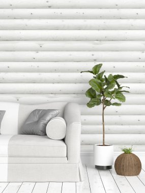 Modern parlak iç. 3D render