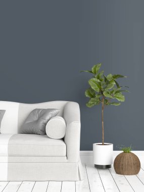Modern parlak iç. 3D render