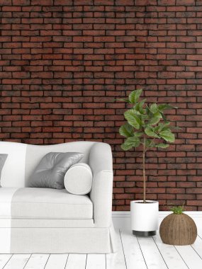 Modern parlak iç. 3D render