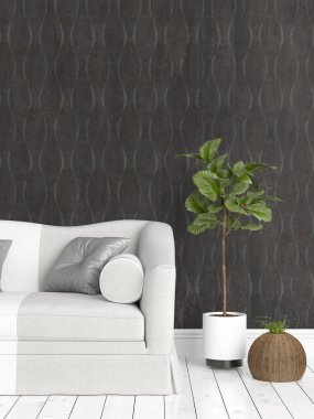 Modern parlak iç. 3D render