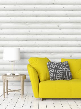 Modern parlak iç. 3D render