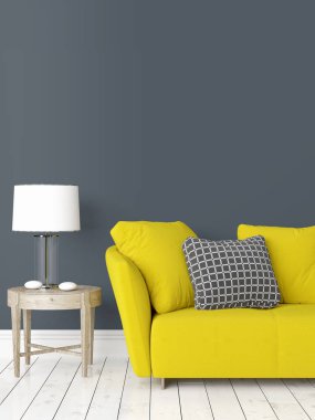 Modern parlak iç. 3D render