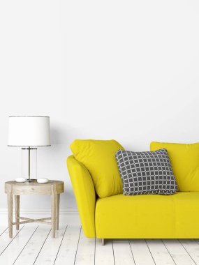 Modern parlak iç. 3D render