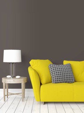 Modern parlak iç. 3D render