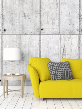 Modern parlak iç. 3D render