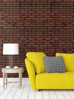 Modern parlak iç. 3D render