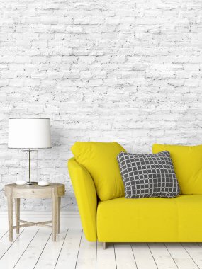 Modern parlak iç. 3D render