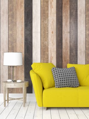 Modern parlak iç. 3D render