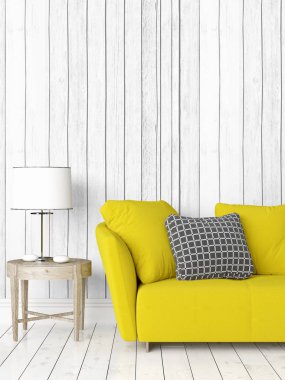 Modern parlak iç. 3D render