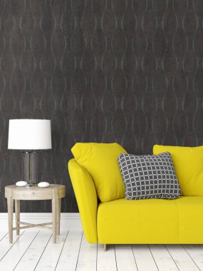 Modern parlak iç. 3D render