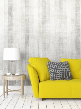 Modern parlak iç. 3D render