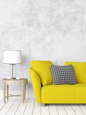 Modern parlak iç. 3D render