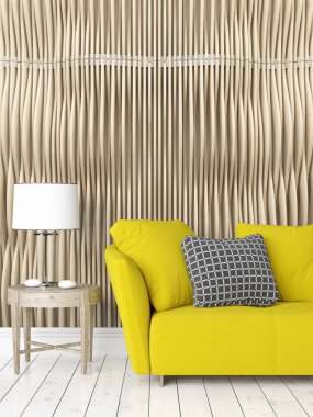 Modern parlak iç. 3D render