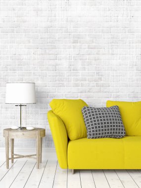 Modern parlak iç. 3D render