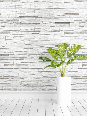 Modern parlak iç. 3D render