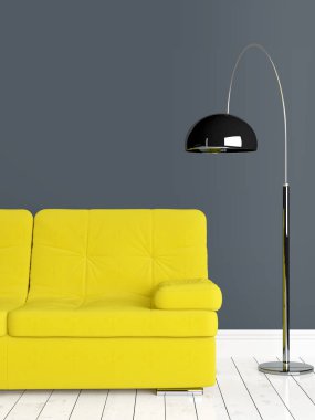 Modern parlak iç. 3D render