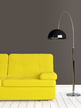 Modern parlak iç. 3D render