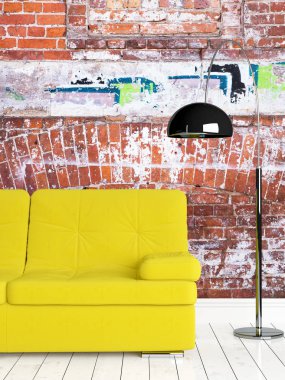 Modern parlak iç. 3D render