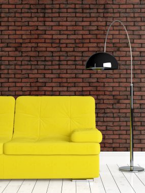 Modern parlak iç. 3D render