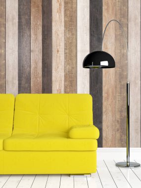 Modern parlak iç. 3D render