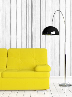 Modern parlak iç. 3D render