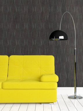 Modern parlak iç. 3D render