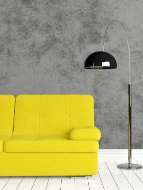 Modern parlak iç. 3D render
