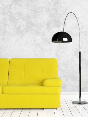 Modern parlak iç. 3D render