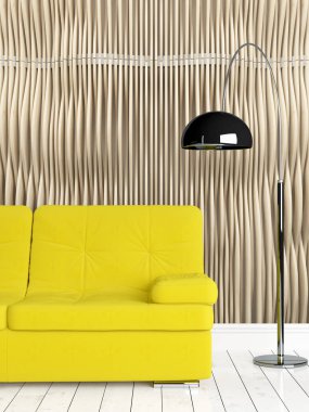 Modern parlak iç. 3D render