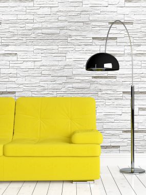 Modern parlak iç. 3D render