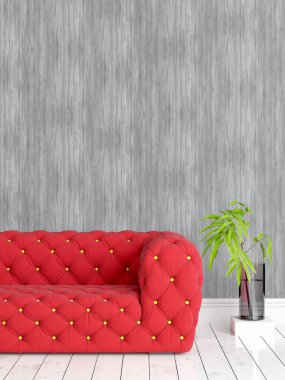 Modern parlak iç. 3D render