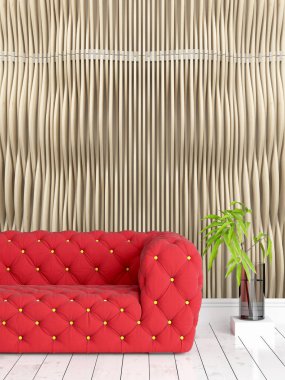 Modern parlak iç. 3D render