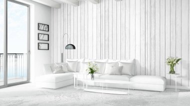 Modern parlak iç. 3D render