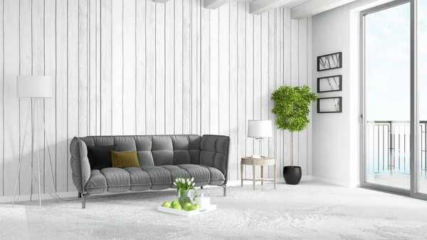 Moderne lichte interieur. 3D-rendering — Stockfoto