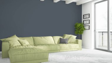 Modern parlak iç. 3D render