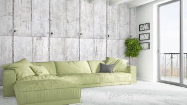 Modern parlak iç. 3D render