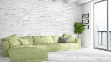 Modern parlak iç. 3D render