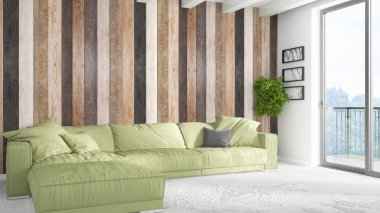 Modern parlak iç. 3D render