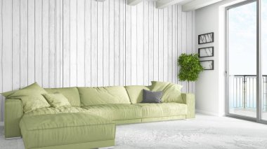 Modern parlak iç. 3D render