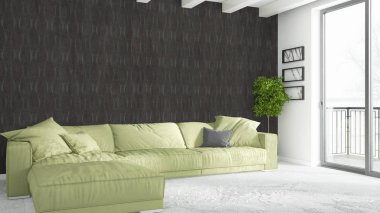 Modern parlak iç. 3D render