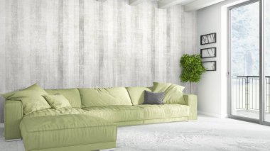 Modern parlak iç. 3D render