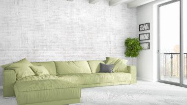 Modern parlak iç. 3D render