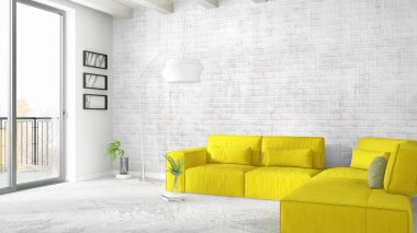 Modern parlak iç. 3D render