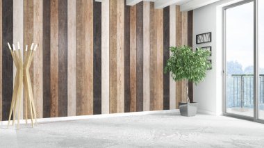 Modern parlak iç. 3D render