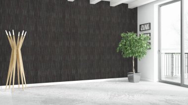 Modern parlak iç. 3D render