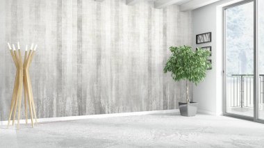 Modern parlak iç. 3D render