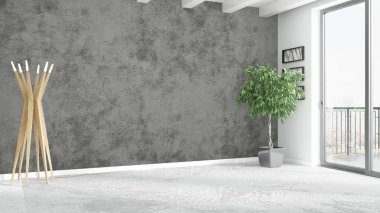 Modern parlak iç. 3D render