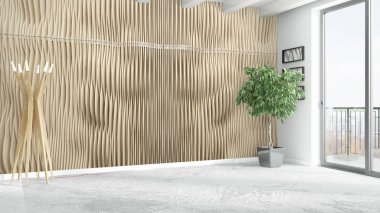 Modern parlak iç. 3D render