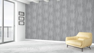 Modern parlak iç. 3D render