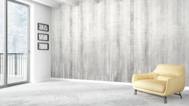 Modern parlak iç. 3D render